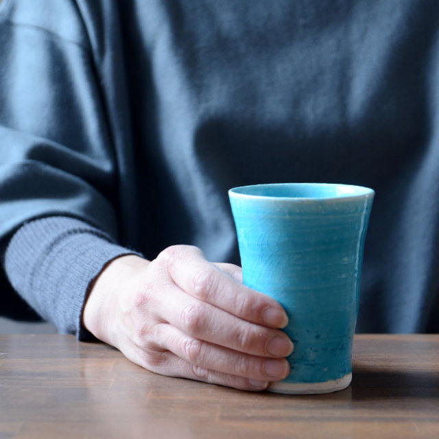 和食器　トルコブルーフリーカップ　作家「荒木漢一」 
