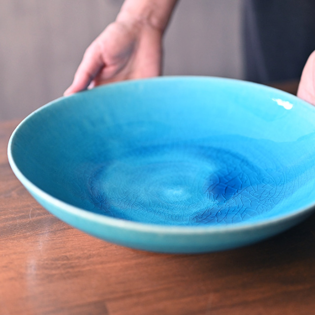 和食器 トルコブルー尺皿-30cm-（KIA-108） 作家「荒木漢一」 