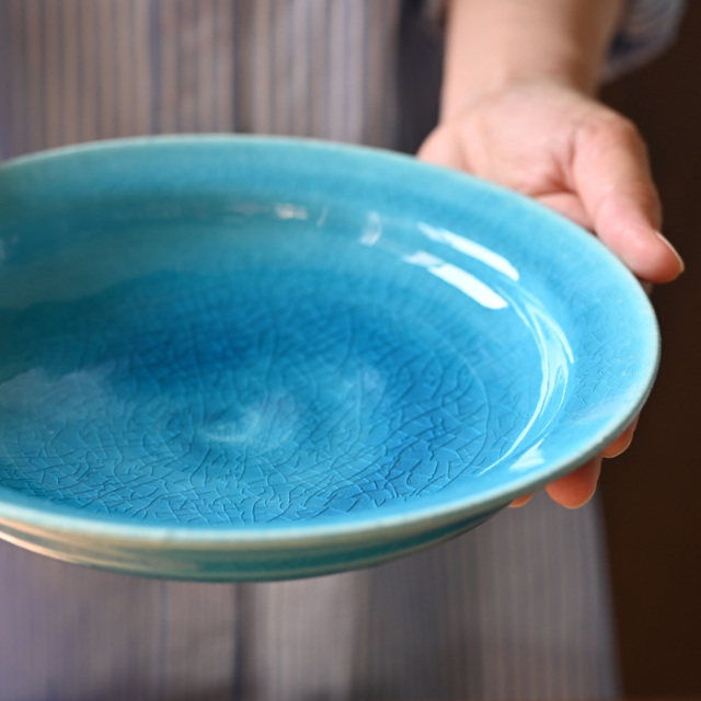 トルコブルー七寸深皿-25cm-