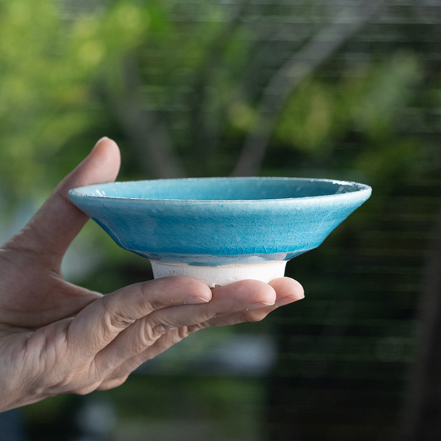 和食器　トルコブルー四寸平鉢（KIA-140）　作家「荒木漢一」