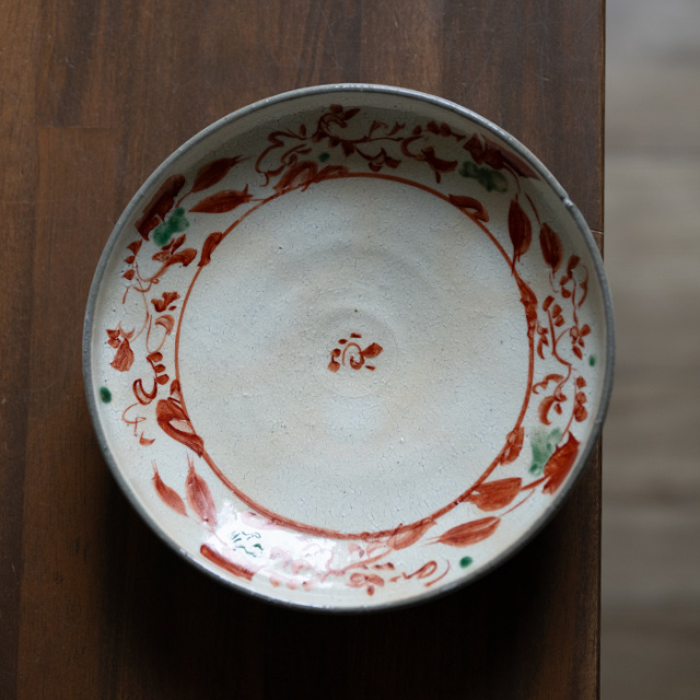送料無料 | 和食器 中皿 粉引赤絵七寸皿（KIA-148） 作家「荒木漢一」