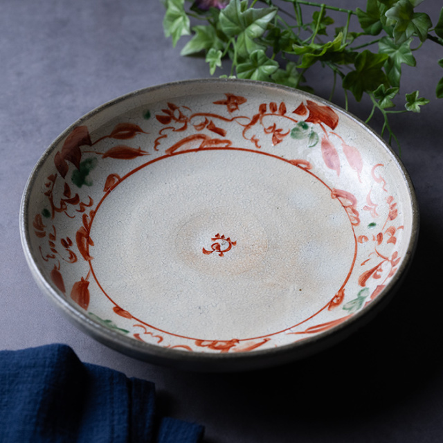 送料無料 | 和食器 中皿 粉引赤絵七寸皿（KIA-148）　作家「荒木漢一」