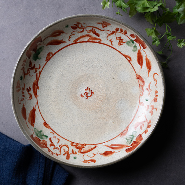 送料無料 | 和食器 中皿 粉引赤絵七寸皿（KIA-148） 作家「荒木漢一」