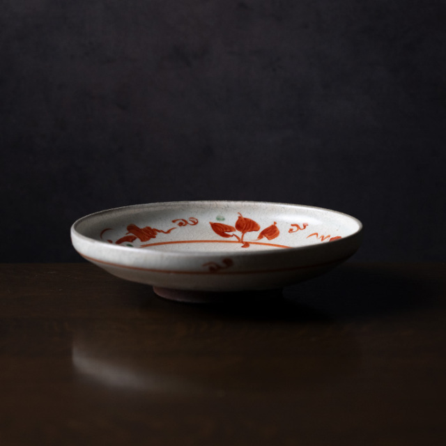 紅粉線文 皿 中皿 | 粉引赤絵六寸皿（KIA-149） 作家「荒木漢一」