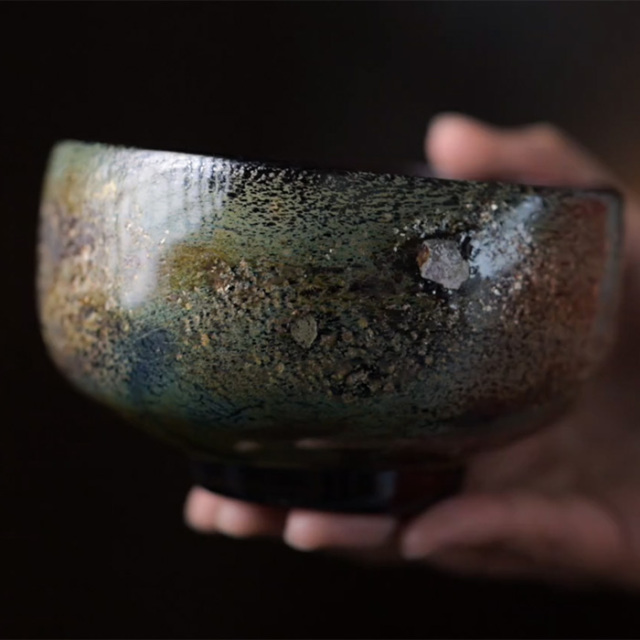 ガラス　抹茶碗　岸本耕平