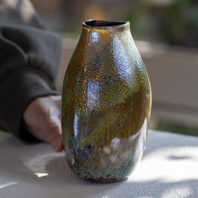 ガラス　花器　作家