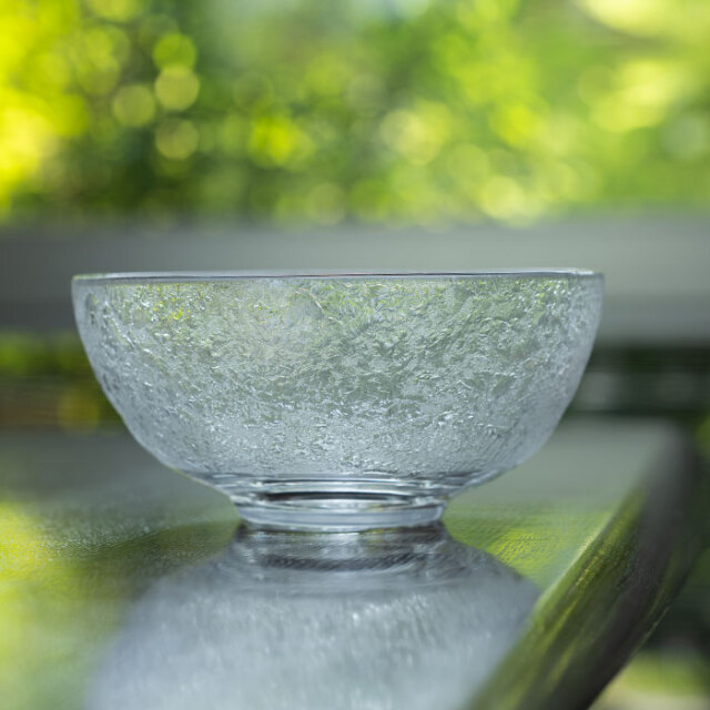 彫刻部分は作家手作り】 ヤマメ鉢 魚エッチング ガラスボウル 彫刻部分