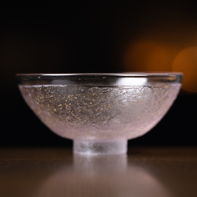 ガラス　抹茶茶碗