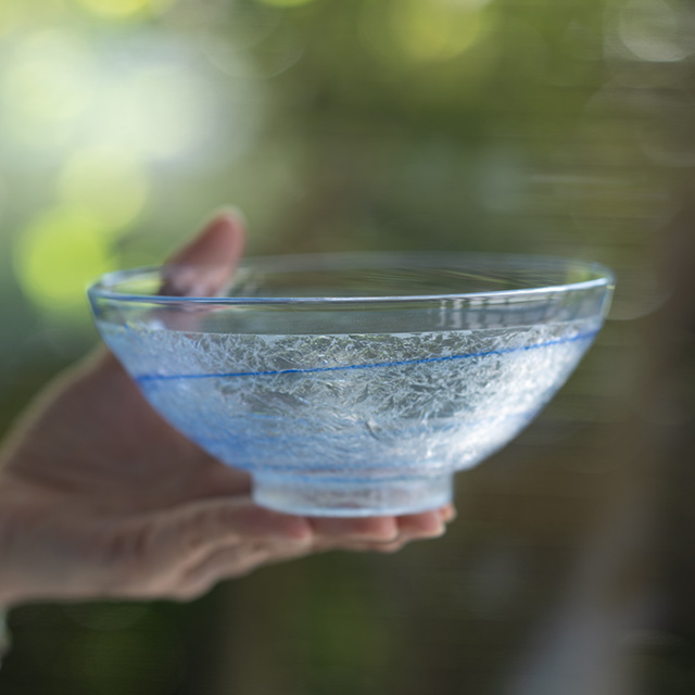 ガラス　抹茶茶碗