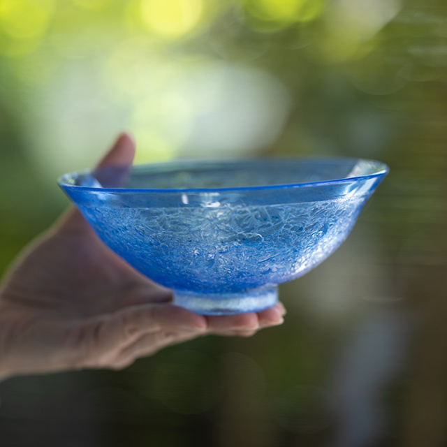 ガラス　抹茶茶碗
