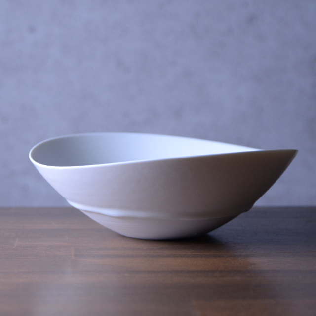 和食器 白磁楕円ボウル（小） 作家「竹内紘三」