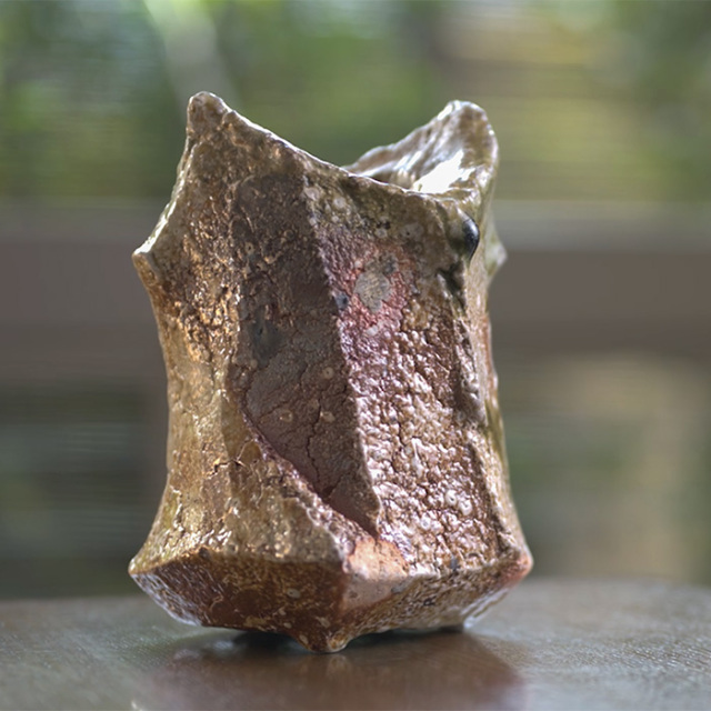 共箱付】伊賀鎬花入（MA-301) 作家「新学」