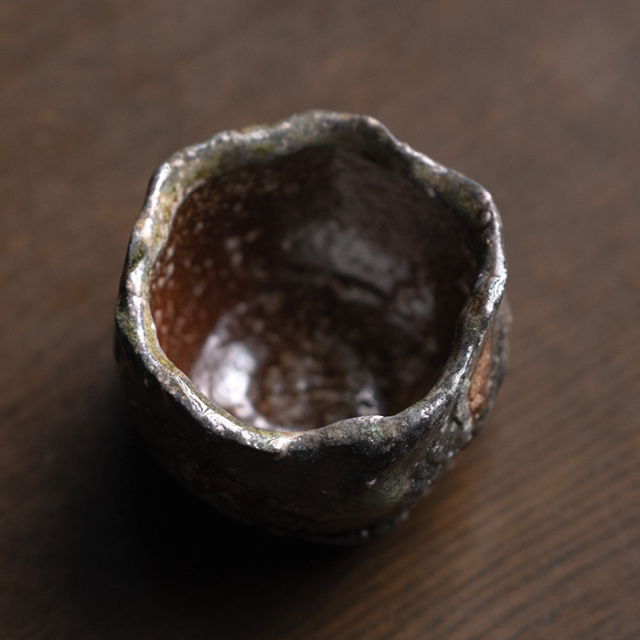 共箱付】伊賀鎬ぐい呑（MA-356) 作家「新学」