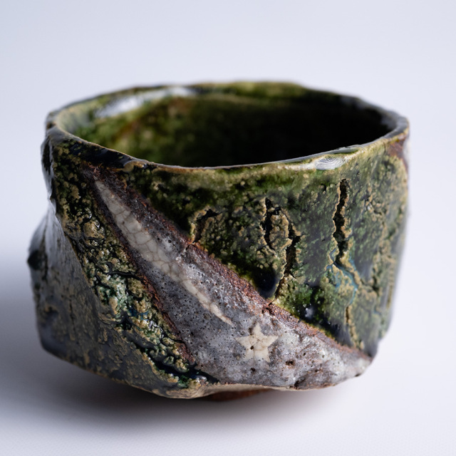 織部　茶碗　新学