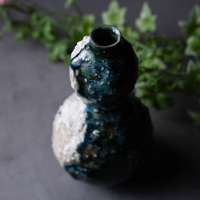 共箱付 | 蛇式織部瓢箪徳利 (MS-114) 作家 「清水万佐年」