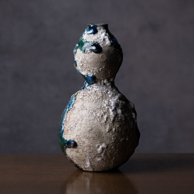 共箱付 | 蛇式織部瓢箪徳利 (MS-114) 作家 「清水万佐年」