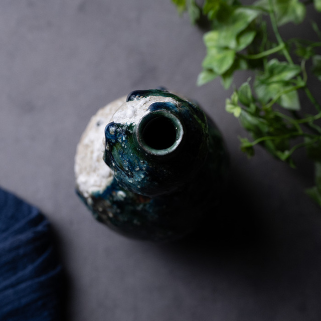 共箱付 | 蛇式織部瓢箪徳利 (MS-114) 作家 「清水万佐年」