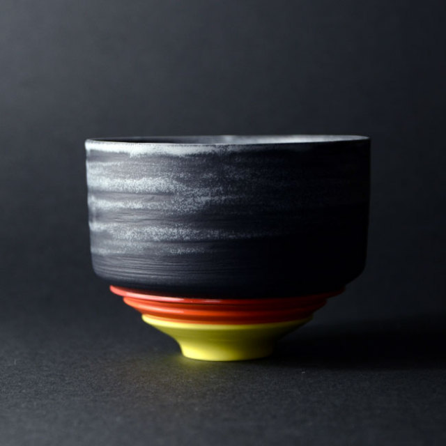 彩泥四重茶碗「CUSTOM”黒""」（共箱付） 　作家「田中雅文」 