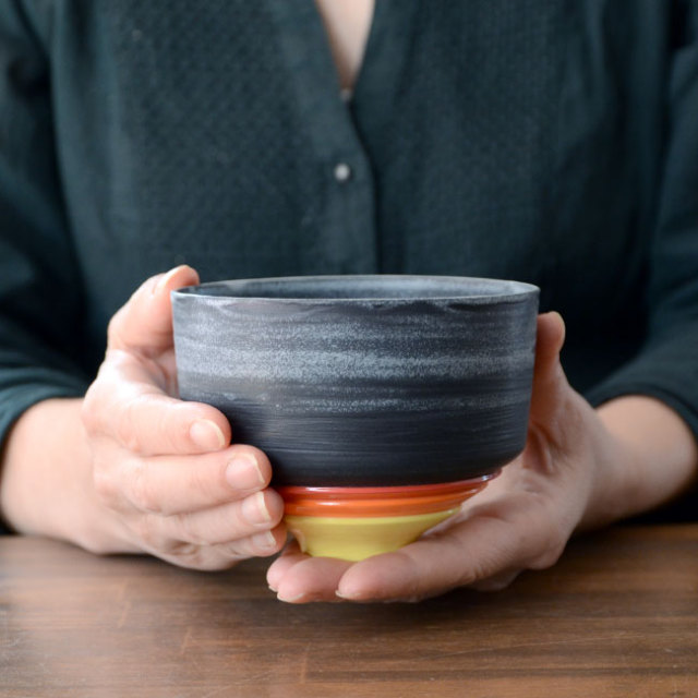 彩泥四重茶碗「CUSTOM”黒""」（共箱付） 　作家「田中雅文」 