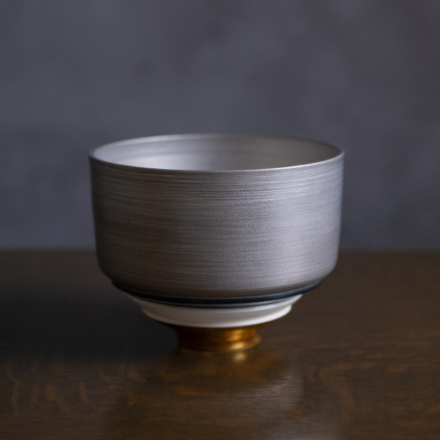 【共箱付】彩泥四重茶碗「JEWEL”シルバー”」（MT-061）　作家「田中雅文」