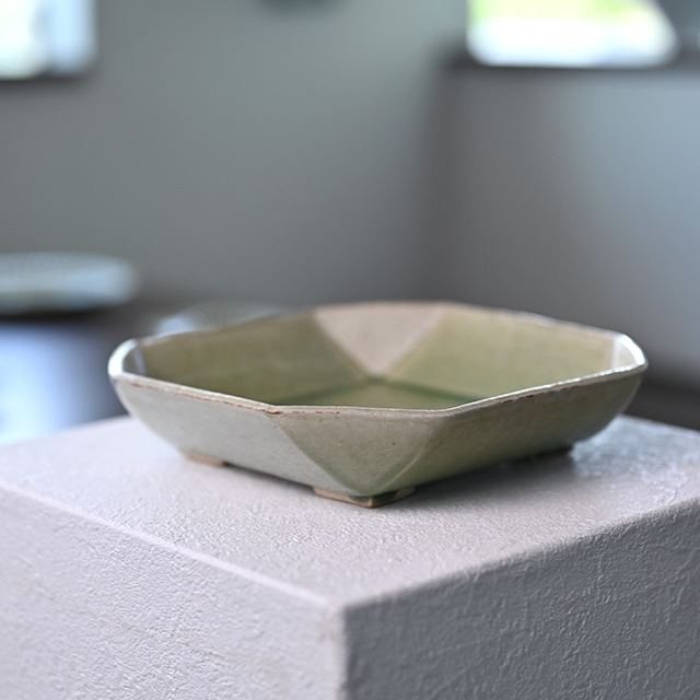 和食器 森緑釉八角鉢-21cm-（MY-057） 作家「山本雅彦」