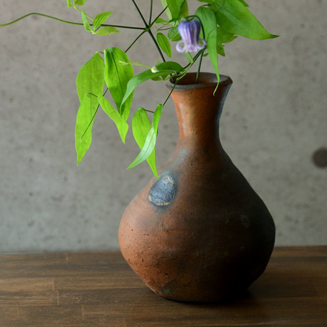 和食器　南蛮扁壺花生（共箱付no.1）　作家「川淵直樹」