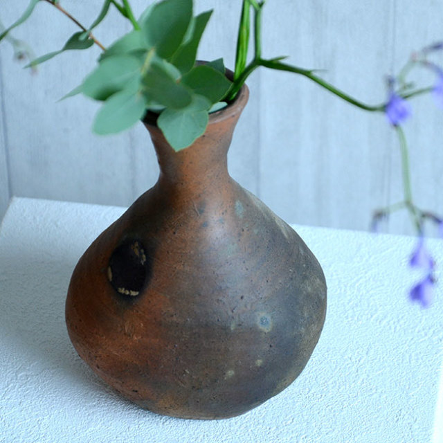 和食器　南蛮扁壺花生（共箱付no.1）　作家「川淵直樹」