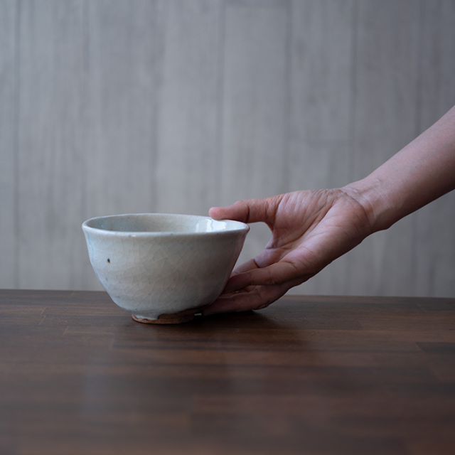 共箱なし】美濃粉引茶碗（RH-078） 作家「林隆一郎」