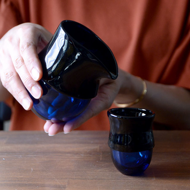 ガラス　DOMAKI ""Blue"" 酒器揃no.3　作家「飯田将平」