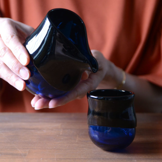 ガラス　DOMAKI ""Blue"" 酒器揃no.5　作家「飯田将平」