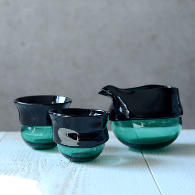 ガラス　DOMAKI ""Green"" 酒器揃no.2　作家「飯田将平」