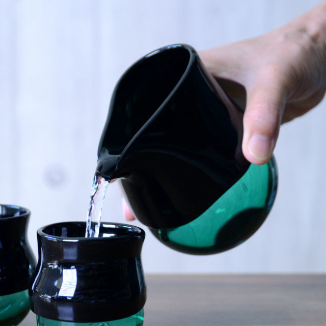 ガラス　DOMAKI ""Green"" 酒器揃no.3　作家「飯田将平」