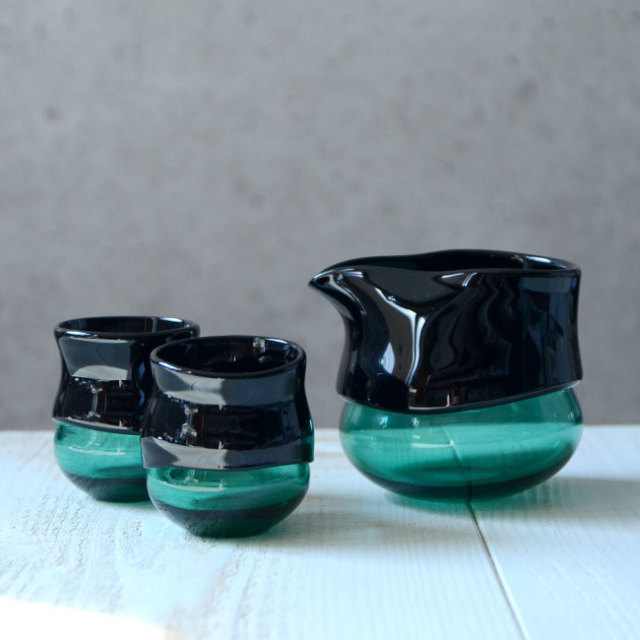 ガラス　DOMAKI ""Green"" 酒器揃no.4　作家「飯田将平」