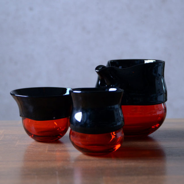 ガラス　DOMAKI ""Red"" 酒器揃no.1　作家「飯田将平」