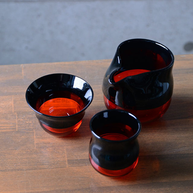 ガラス　DOMAKI ""Red"" 酒器揃no.1　作家「飯田将平」