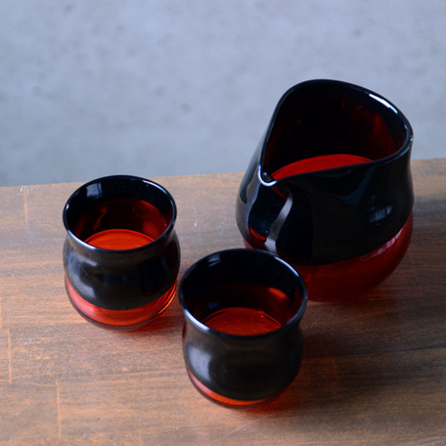 ガラス　DOMAKI ""Red"" 酒器揃no.2　作家「飯田将平」