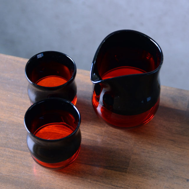 ガラス　DOMAKI ""Red"" 酒器揃no.4　作家「飯田将平」