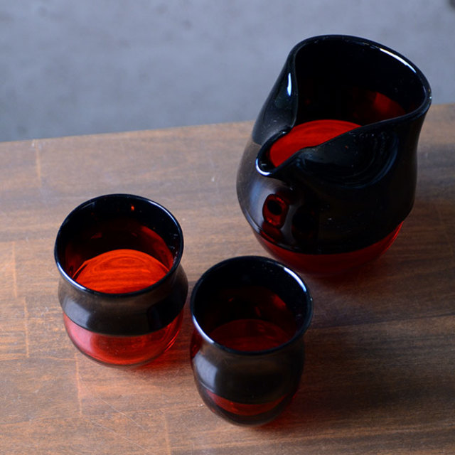 ガラス　DOMAKI ""Red"" 酒器揃no.5　作家「飯田将平」
