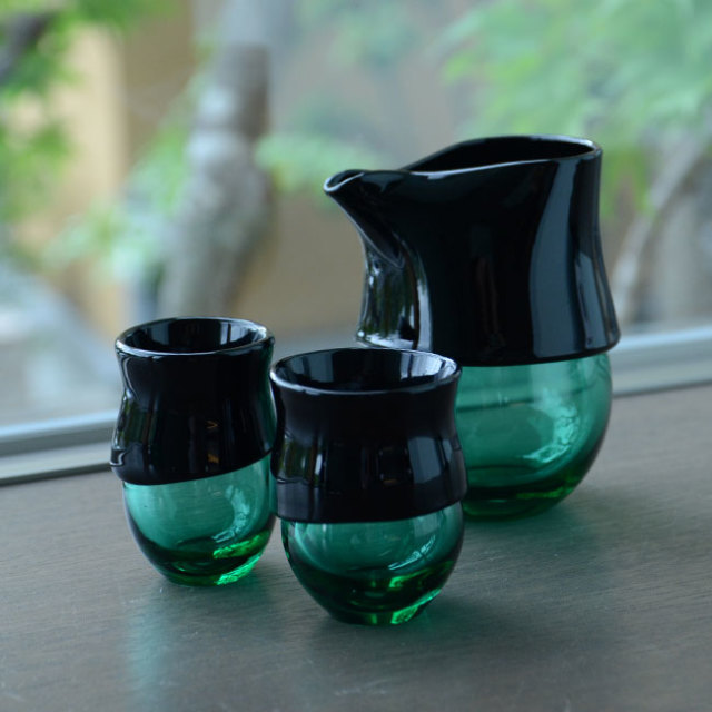 ガラス　DOMAKI ""Green"" 酒器揃