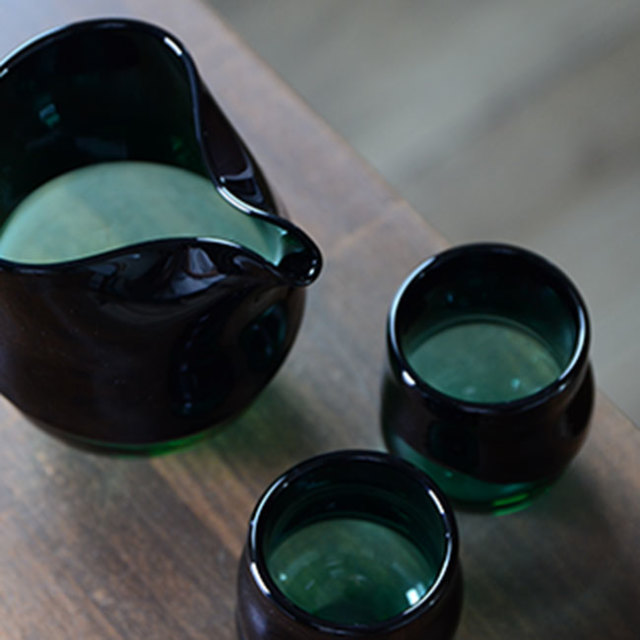 ガラス　DOMAKI ""Green"" 酒器揃
