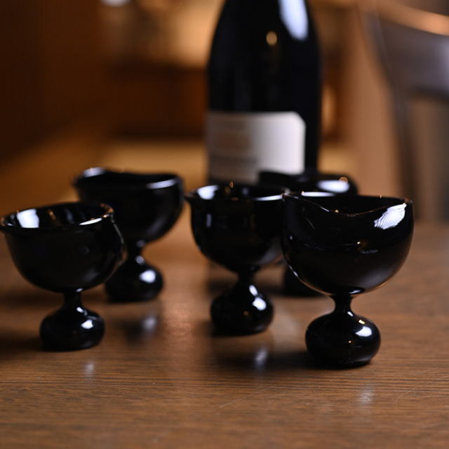 ガラス 酒器「ガラスも踊る」黒クリア（SI-067） 作家「飯田将平」