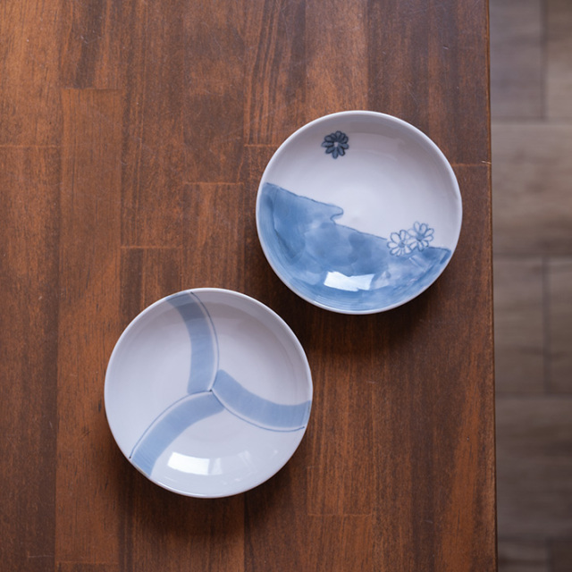 風車文小皿 ・小花半ダミ文小皿（SK-015） 作家「小長谷節子」