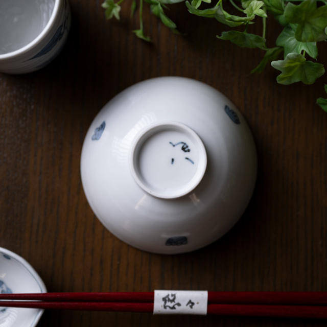 笠原染付茶碗　保存箱　ＭＡ41 和食器 ごはん茶碗 | 染付こども碗（SK-021） 作家「小長谷節子」
