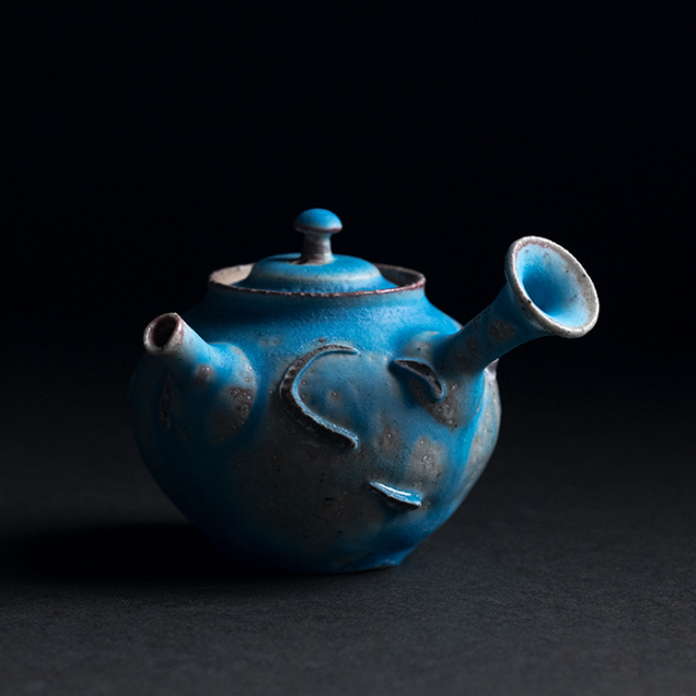 共箱付】青急須 (SOY-731) 作家「山田想」