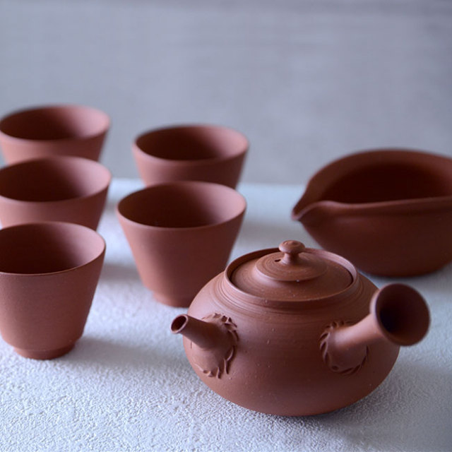 朱泥茶器揃（共箱付A） 作家「山田想」