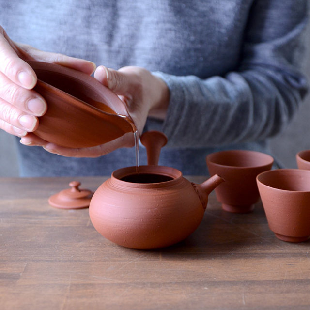 朱泥茶器揃（共箱付A） 作家「山田想」