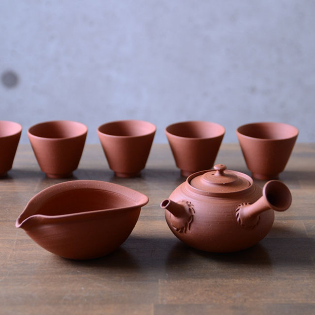 朱泥茶器揃（共箱付A） 作家「山田想」