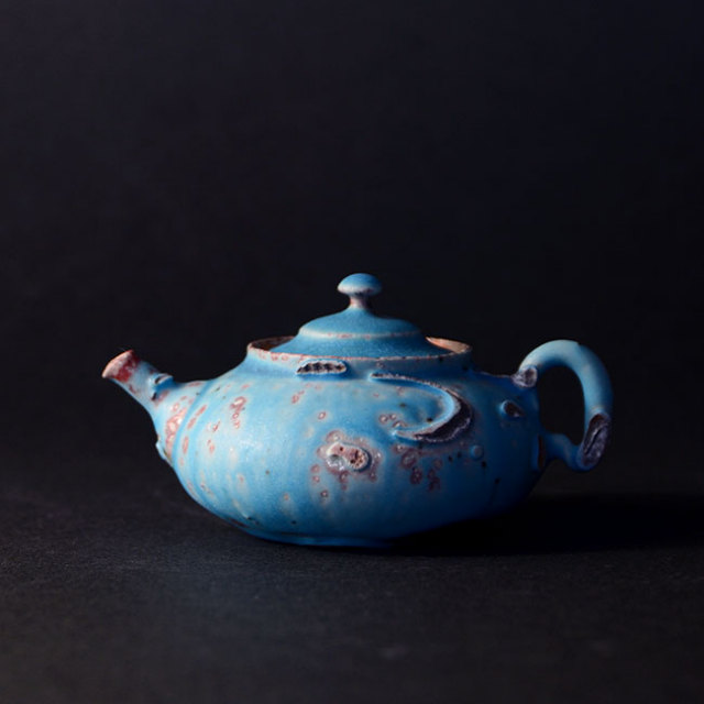 青後手急須（共箱付B） 作家「山田想」