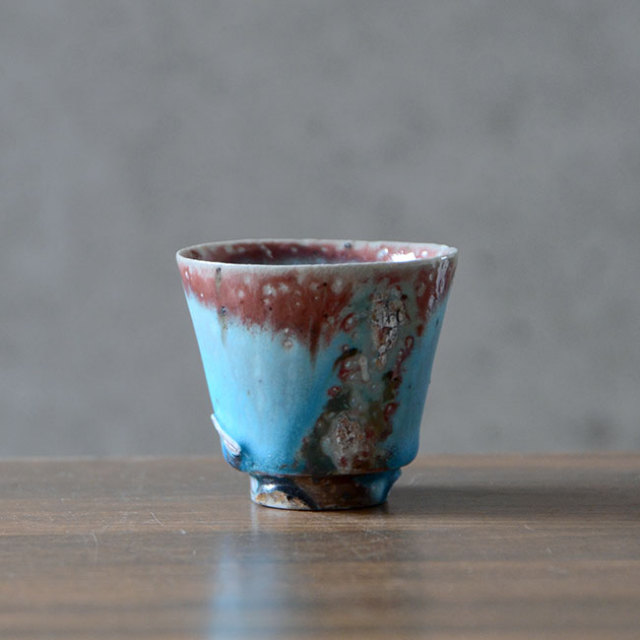 青ぐい呑（共箱付A）　作家「山田想」