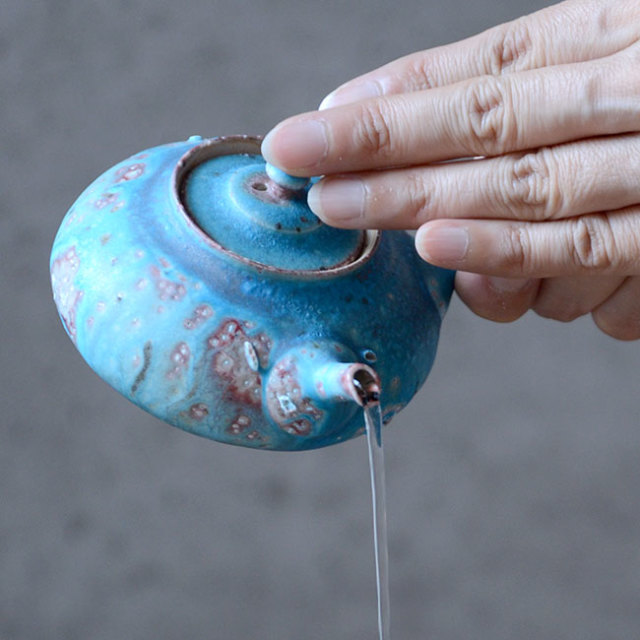 青急須（共箱付no.1） 作家「山田想」